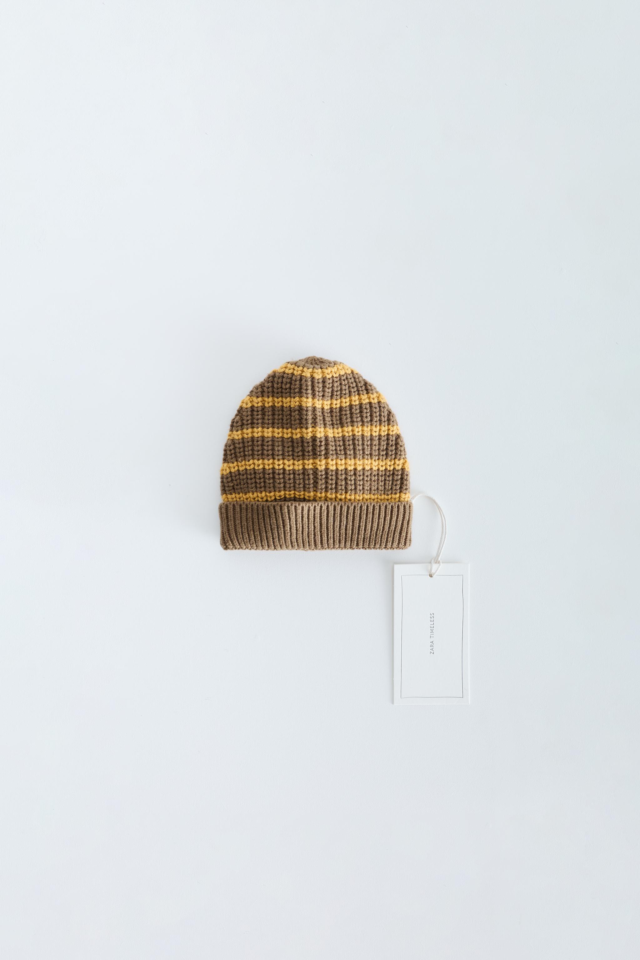 ZARA TIMELESS - BONNET BEANIE À RAYURES COTON ET LAINE